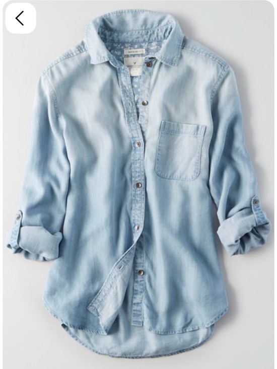 aerie Tops - Aerie Light Blue Denim Button-Up Shirt